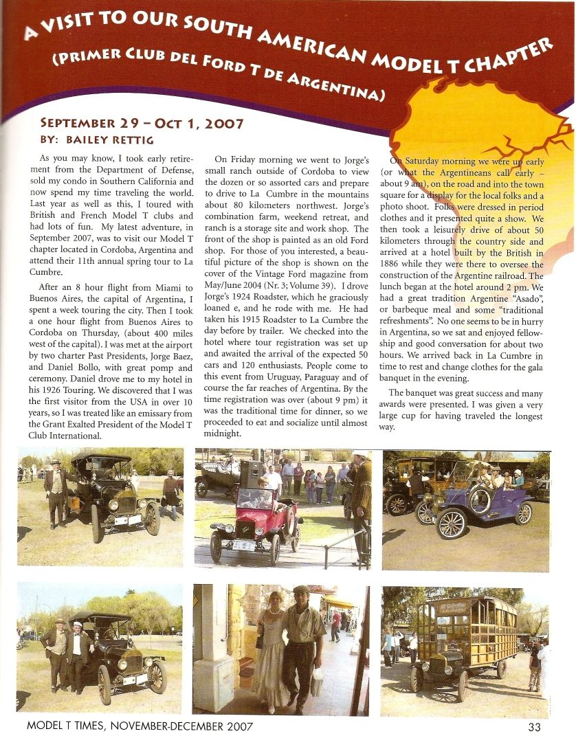 Banner El XI Encuentro, contado en la revista Model T Times