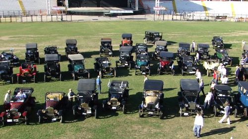 Los T formados en la cancha del predio de la Sociedad Rural