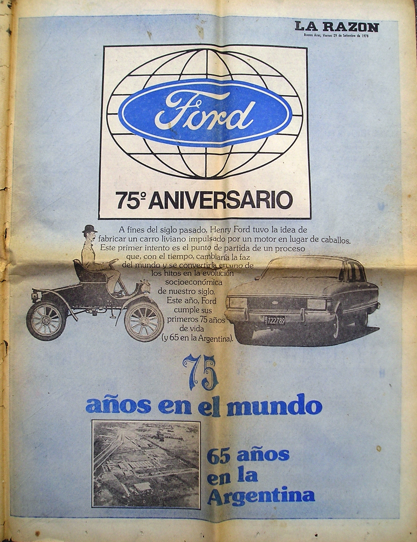 Diario La Razón - 75° Aniversario de Ford