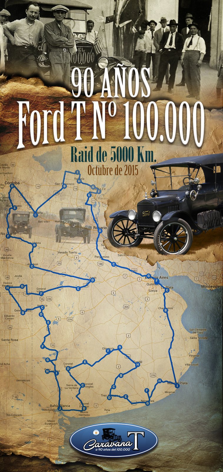 Afiche de la Caravana a 90 años del 100.000