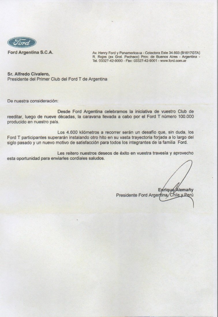 Felicitaciones de Ford Argentina